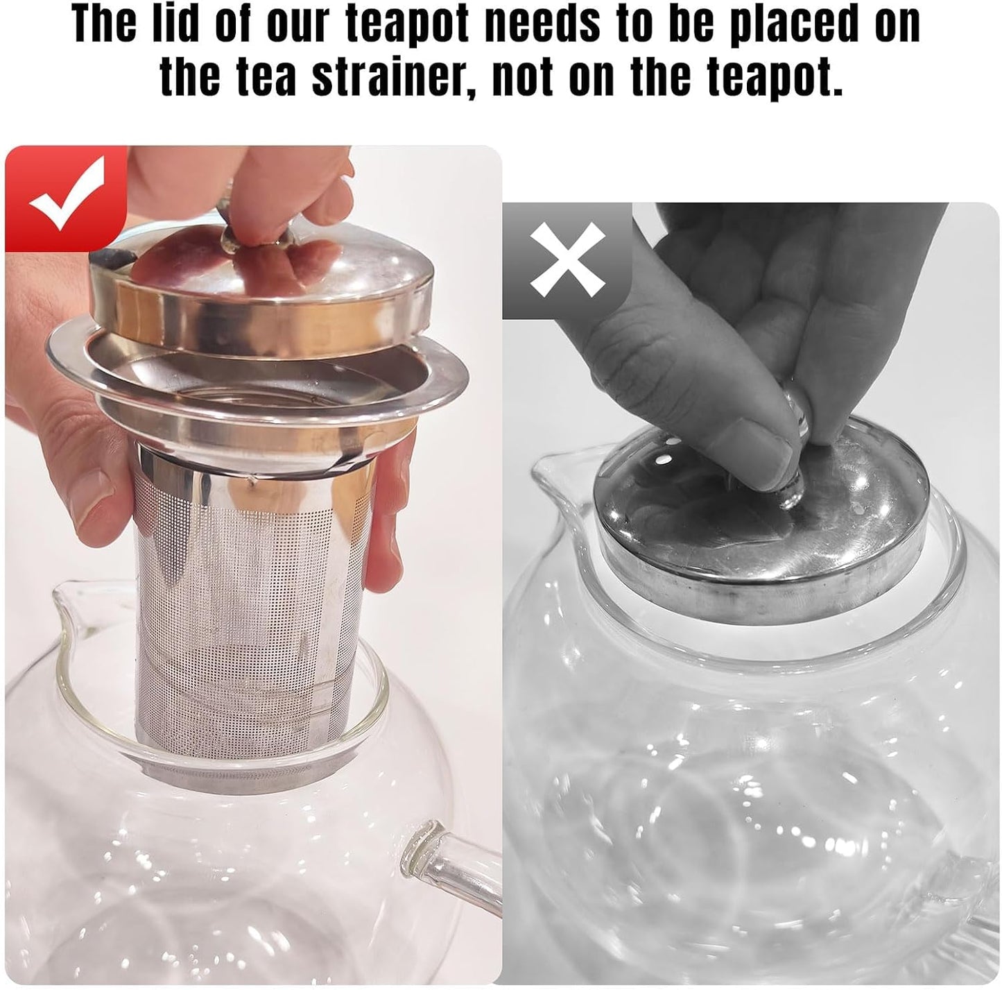 PARACITY Glass Teapot Stovetop 22 OZ/650ml, Tea pot with Removable 18/8 Stainless Steel Infuser, Borosilicate Clear Tea Kettle, Teapot Blooming and Loose Leaf Tea Maker Tea Brewer for Camping, Travel | Clear small tea kettle with infuser and tea pot with