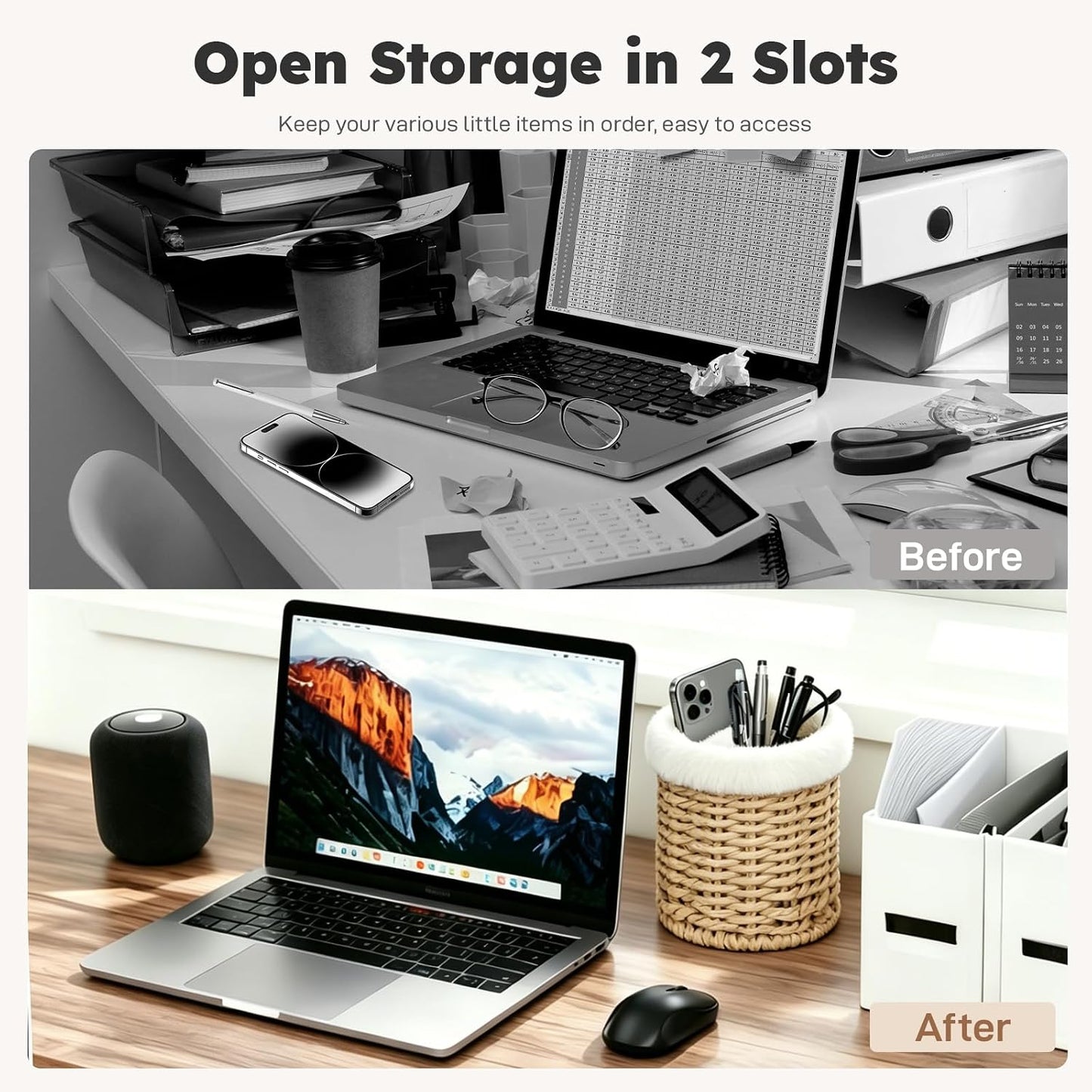 Glasses Holder, 2 Compartment Plush Lined Eyeglass Holder Paper Rope Eye-glasses Storage Organizer for Nightstand