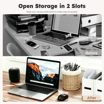 Glasses Holder, 2 Compartment Plush Lined Eyeglass Holder Paper Rope Eye-glasses Storage Organizer for Nightstand