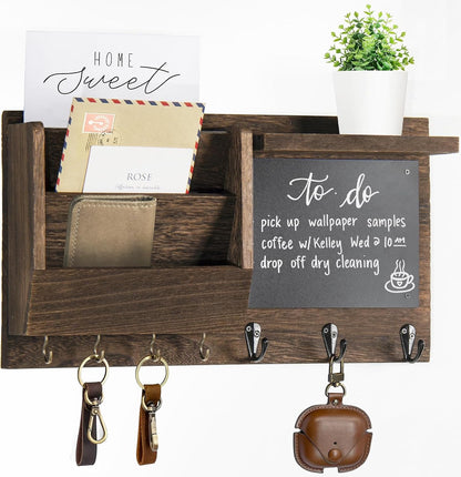 Ziivita Key Holder for Wall - Mail Holder Organizer Wall Mount with Shelf - Hanging Key Rack Hanger with Hooks Decorative for Home Coat Letter Dog Leash Entryway Living Room Decor