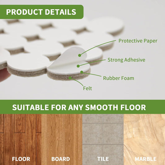 Felt Furniture Pads for Hardwood Floors 48 PCS, 1" Round, Brown | Chair Leg Floor Protectors, Felt Pads for Furniture, Floor Protectors for Hardwood Floors, Felt Pads for Chair Legs