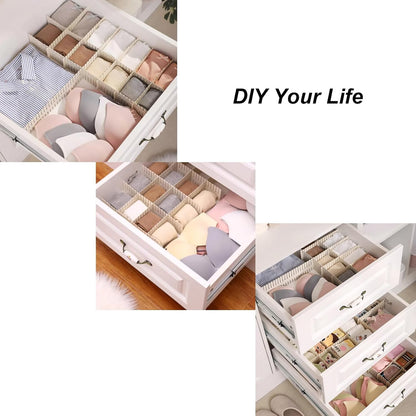 Onerbuy 8pcs Adjustable Grid Drawer Dividers DIY Plastic Closet Separator Tidy Organizer Container 32.5 * 7cm/ 12.8 * 2.8inch for Underwear Socks Belt Office Supplies(Transparent White)