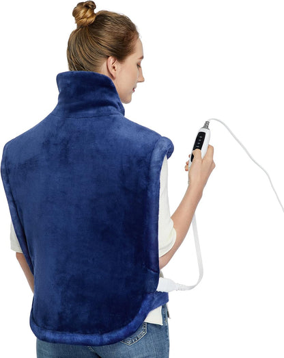 CAROMIO Massaging Heating Pad for Back Pain Relief, Neck and Shoulders