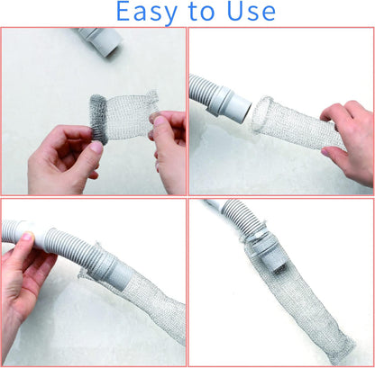 Stainless Steel Washing Machine Lint Snare Traps, 12 PCS Washer Hose Lint Traps with 12 PCS Cable Ties, Laundry Mesh Washer Sink Drain Hose Screen Filter