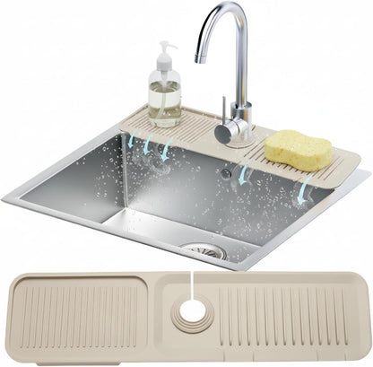 14.6” Silicone Faucet Mat For Kitchen Sink, Kitchen Sink Splash Guard Behind Faucet, Kitchen Faucet Mat For Kitchen Sink, Kitchen Sink Faucet Mat Splash Guard and Sink Water Splash Guard (Gray)
