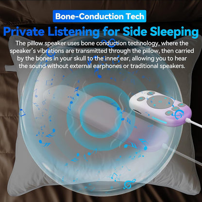 Pillow Speaker for Sleeping w/Remote - Without TF Card, White | Bone Conduction Speaker, 36 Built-in White Noise, Flat Thin Wireless Speaker under Pillow for Side Sleepers, Dusker Sleep Bar