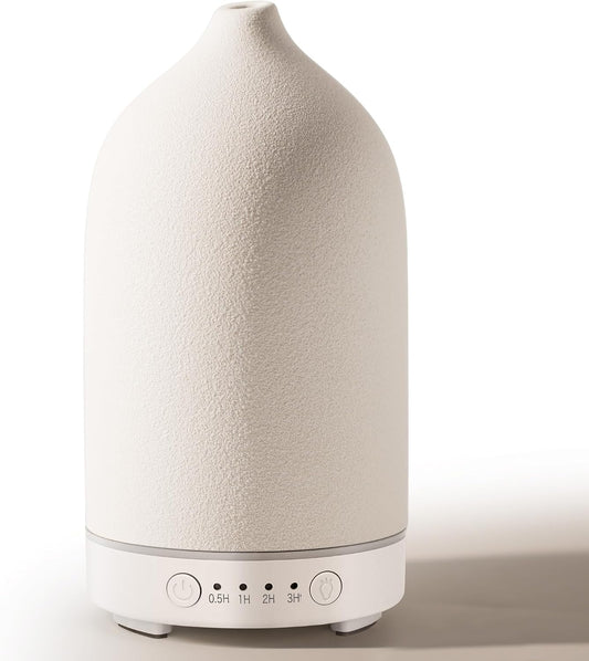 Diffuserlove Ceramic Essential Oil Diffuser 160ML Aromatherapy Diffuser for Home Bedroom Room Cool Mist Humidifier Stone Air Diffusers (Size:6.8" H x 3.6" W)