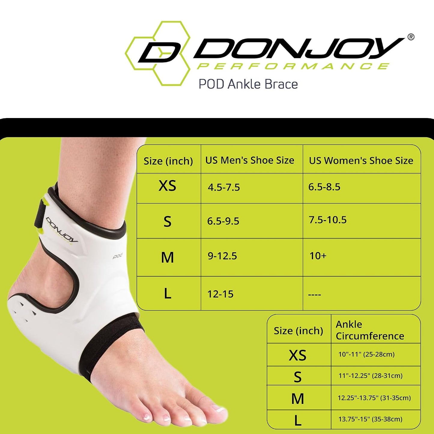 DonJoy Performance Pod Ankle Brace DP151AB05, Small Left (White) | Pod Protection-on-Demand, Low-Profile Molded Tpu Shell, 4 Oz Lightweight, Adjustable Underfoot Strap, Small Left White