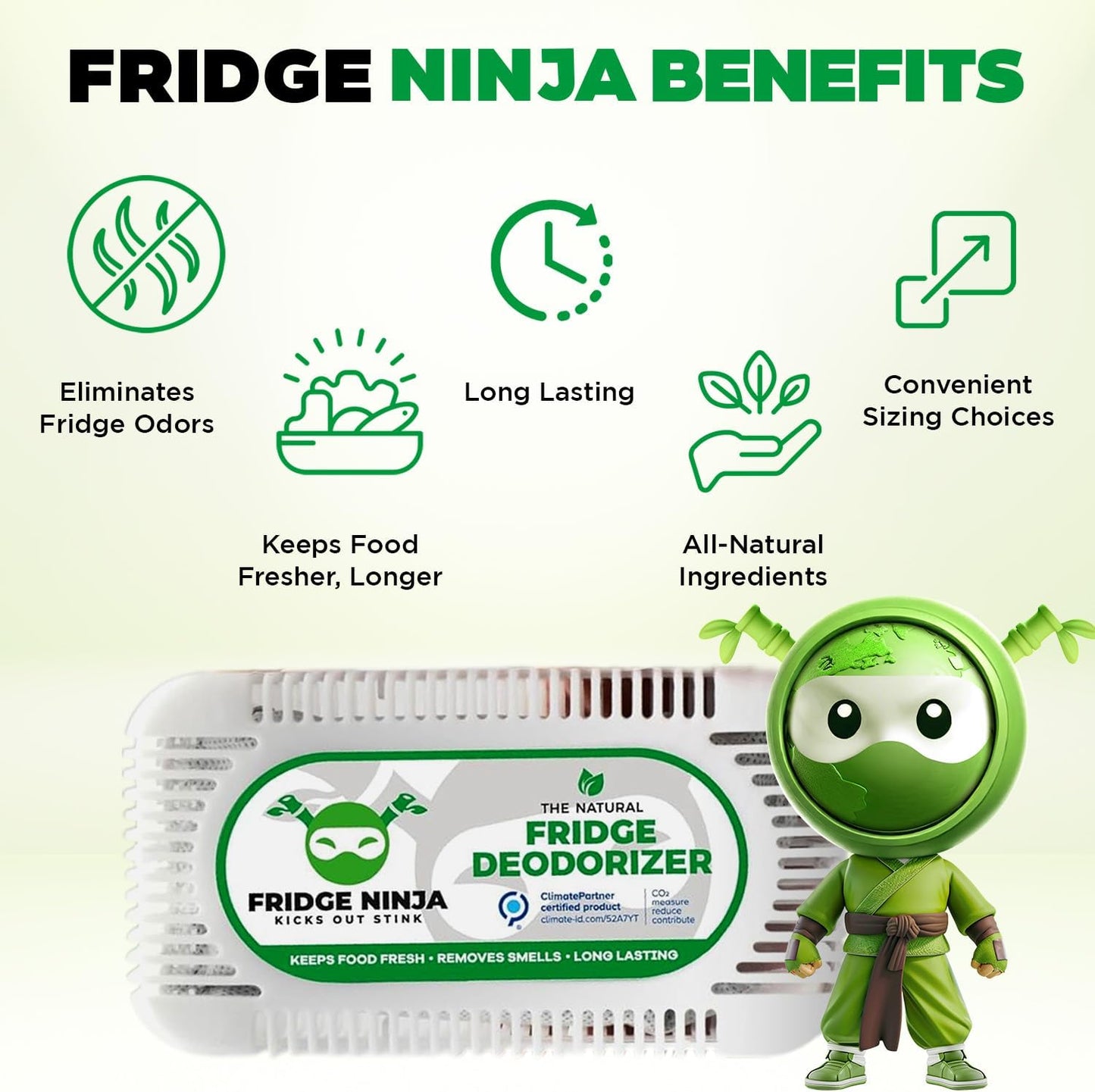 Fridge Ninja XL Pack Refrigerator Deodorizer, Fridge Odor Eliminator | Better than Baking Soda, Refrigerator & Fridge Smell Eliminator, Freezer Deodorizer Odor Eliminator for Refrigerators
