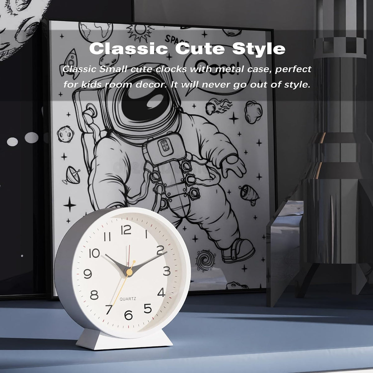 AYRELY® 4.5" Analog Alarm Clock, Small Retro Desk Clock and Table Clock