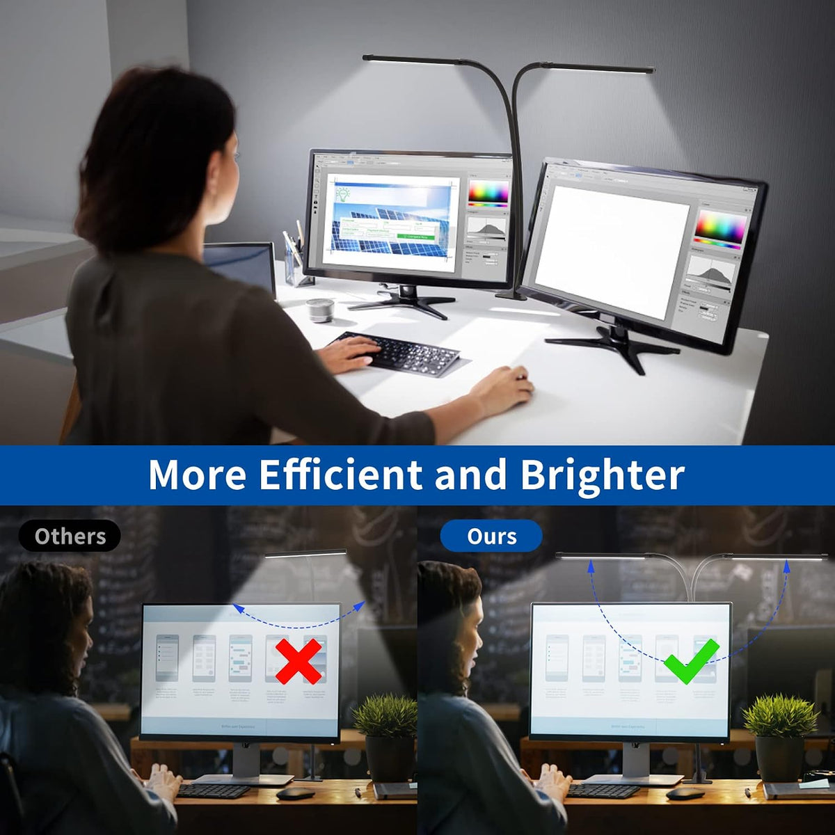 iZELL LED Desk Lamp for Home Office with Clamp [77 LEDs Light 3 Color Modes & 10 Brightness Levels] Flexible Gooseneck Book Lights, Easy Clip on Reading Headboard