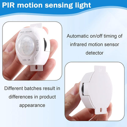 PIR Infrared Motion Sensor Detector DC5-24V Auto on Off Switch Home LED Light Body PIR Motion Sensor Lamp(White)
