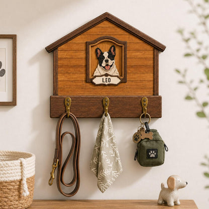 Dog Leash Holder Wall Mount, Pet Harness Hanger with Scrabble Letters, Dog Collar Organizer for Entryway, Memorial Cat Leash Holder for Wall, Pet Loss Gifts, Keepsake, Home Decor PF212-NAT