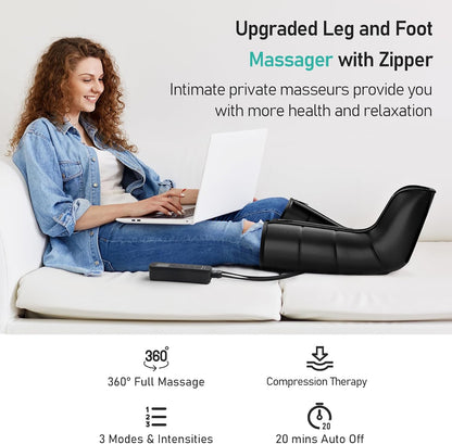 QUINEAR Leg Compression Massager, Calf Massager for Circulation and Pain Relief with 3 Modes and 3 Intensities,Compression Boots for Leg (no Heat)