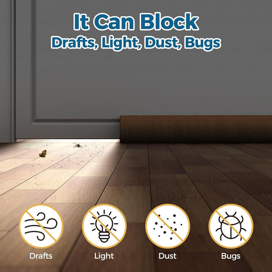 Augblinds 2X Double-Sided Door Draft Stopper, Adjustable 36 in, Gray | Soft Plush Cover and Dual Foam Tubes, Fits 30-36 Inch Doors, Helps Reduce Drafts, Light and Noise, Machine Washable