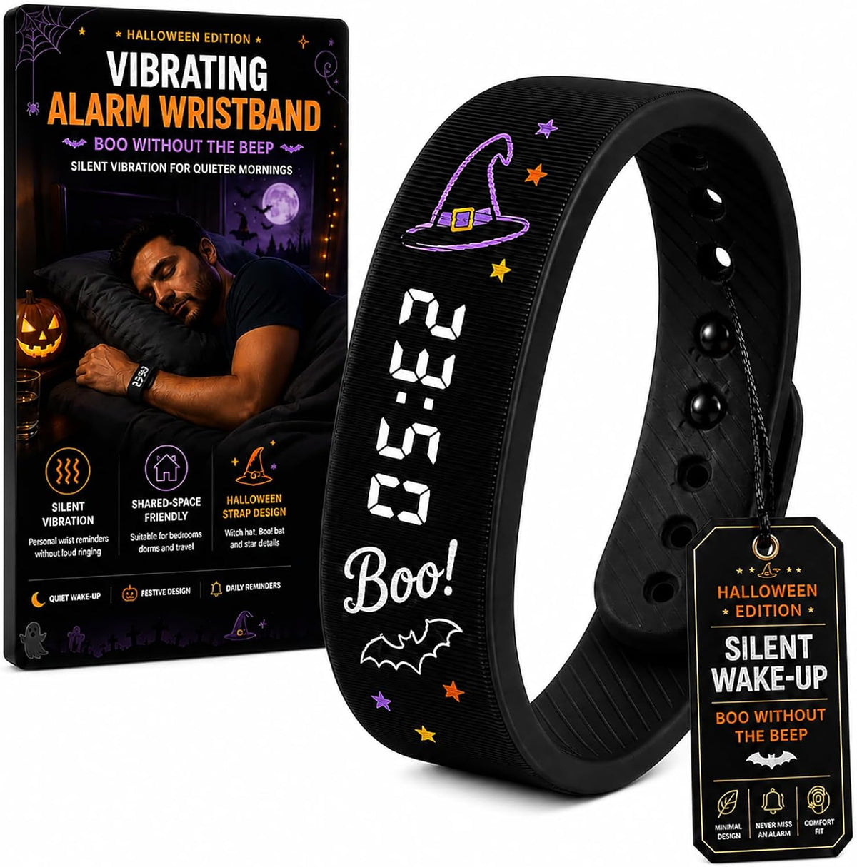 Vibrating Alarm Wristband Clock for Heavy Sleepers Wake Band Wrist Watch Silent Vibration Bracelet Loud Adults Strike Deaf People Despertar with that Won't Partner Extremely Deep