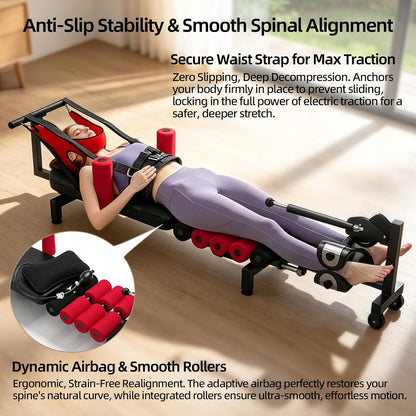 Motorized Spinal Decompression Table - Electric Back Traction Machine for Sciatica & Herniated Disc Relief, Professional Lumbar Stretching Device for Home Physical Therapy & Pain Management