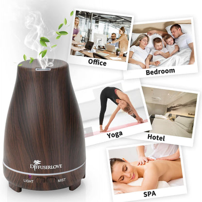Diffuserlove Essential Oil Diffusers 200ML Remote Control Ultrasonic Mist Humidifiers BPA-Free Aromatherapy Diffuser with 7 Color Lights, Auto Shut-Off for Bedroom Office Kitchen