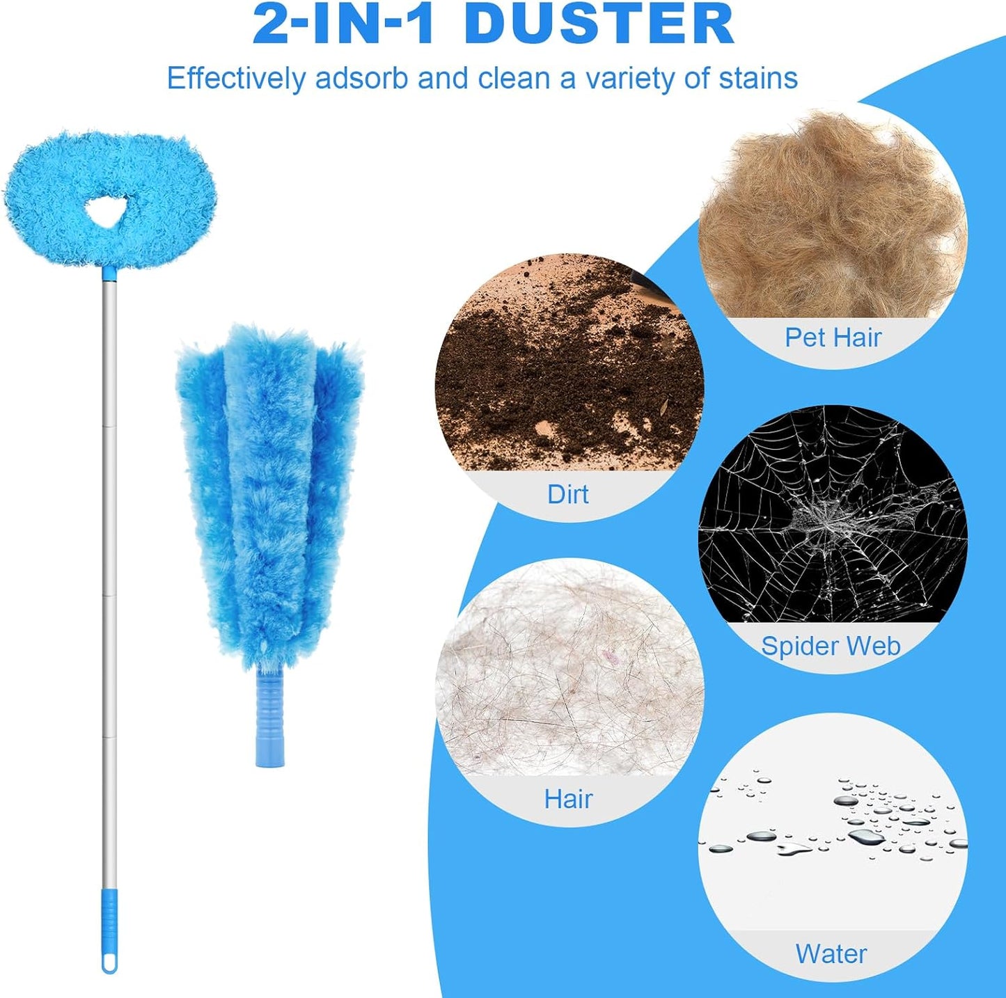 Storystore Ceiling Fan Cleaner Duster, Adjustable Microfiber Duster | 4.2FT Fan Cleaner with 13-50" Pole for Cleaning Fan Blades, Cobwebs, Walls, Doors and Windows, Brush for Dust Removal