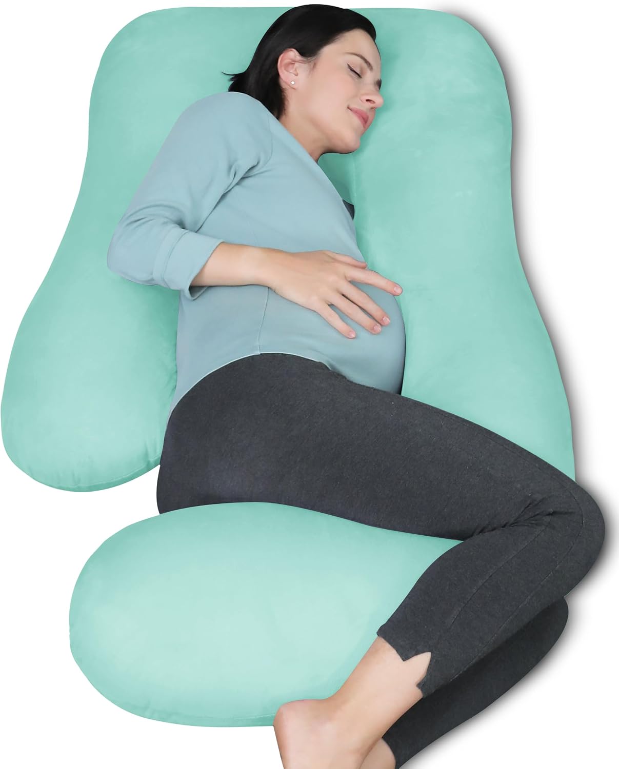 MOON PARK Pregnancy Pillows for Sleeping - 57 Inch U Shaped Full Body Maternity Pillow with Removable Cover - Support for Back, Legs, Belly, Hips - Pregnancy Pillow for Women - Grey