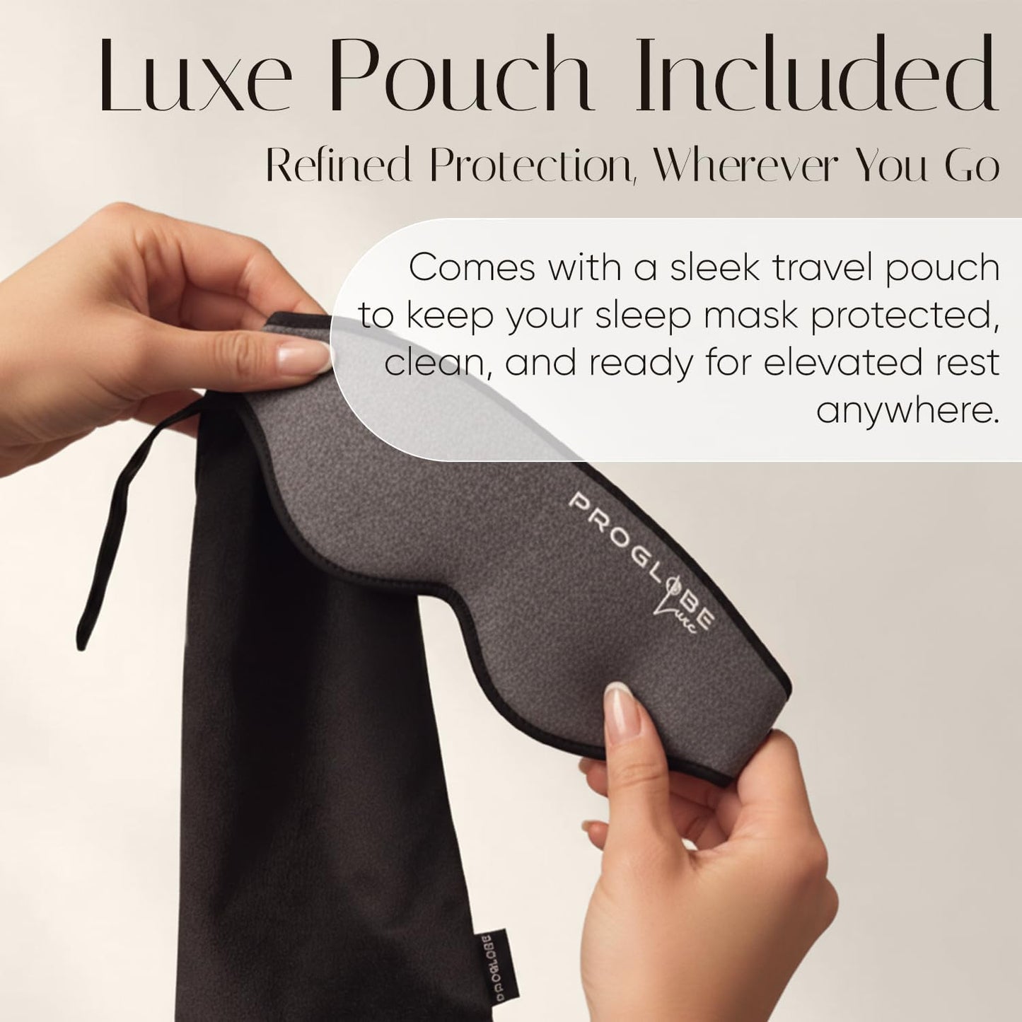 Proglobe Luxe Luxury Sleep Mask for Back & Side Sleepers, 100% Light Blocking 3D Eye Mask with Zero Pressure Eye Cups, Lash-Friendly, Soft Breathable Night Mask for Travel & Naps, Black