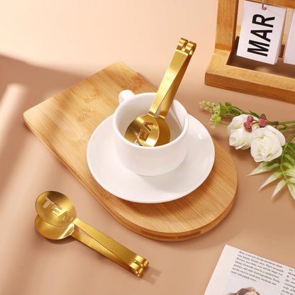 2 Pcs Tea Bag Squeezer, Stainless Steel Tea Spoon for Loose Tea Round Tea Bag Clamp Tea Bag Tongs Tea Bag Clip Tea Bag Grip Holder Strainer for Tea Drinkers Accessories Tool