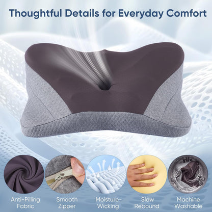 Sweetcrispy Cervical Pillow for Neck Pain Relief, Cooling Memory Foam