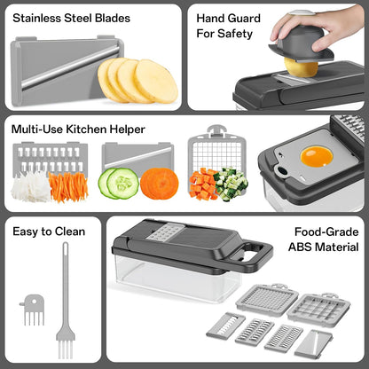 HomeHacks Veggie Chopper Vegetable Cutter, 12 in 1 Kitchen Gadget, Green