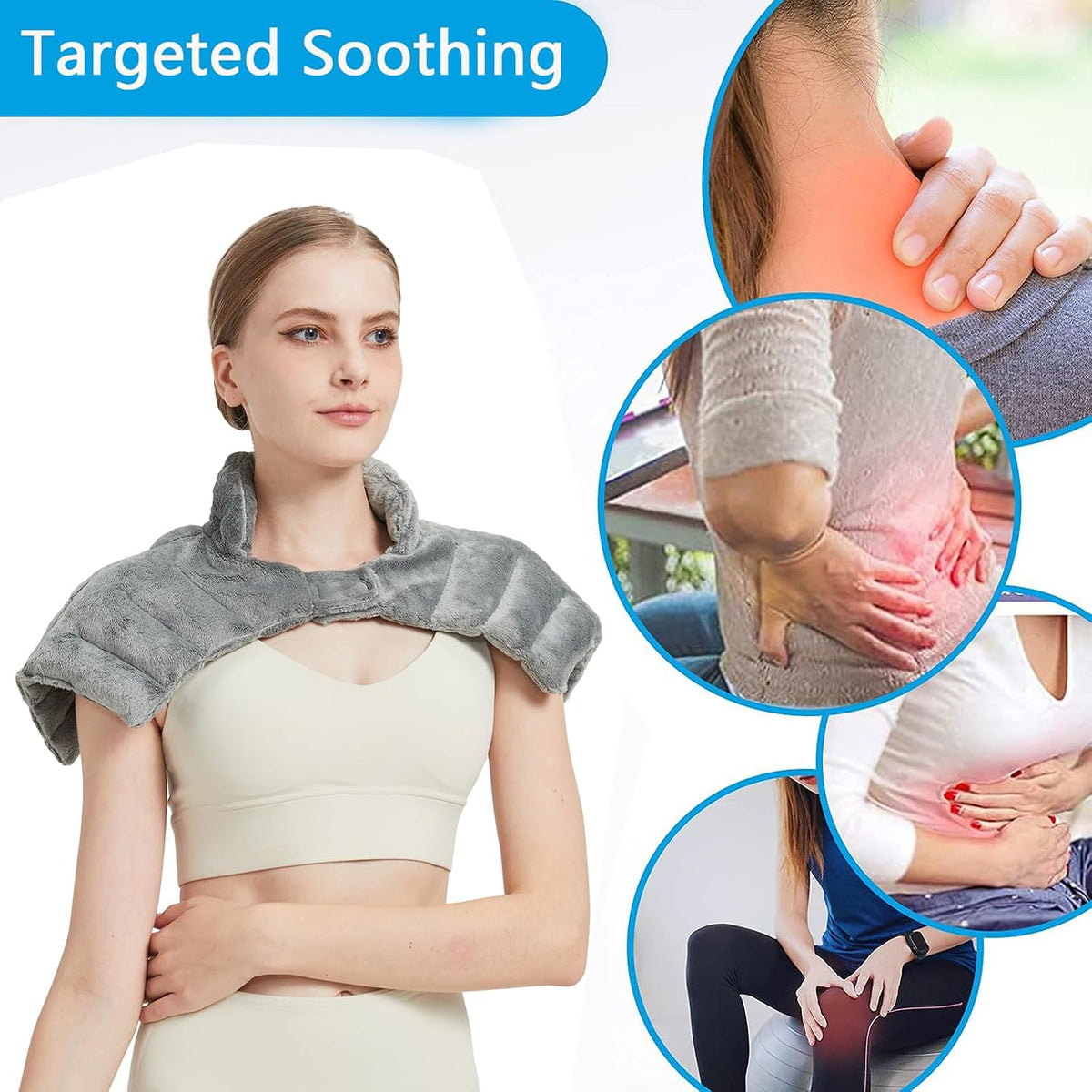 Microwavable Heating Pads, Microwave Heating Pad for Neck and Shoulders, Heated Neck Wrap, Wearable Neck Warmer Microwavable, Hands-Free Weighted Shoulder Wrap for Relax and Soothing