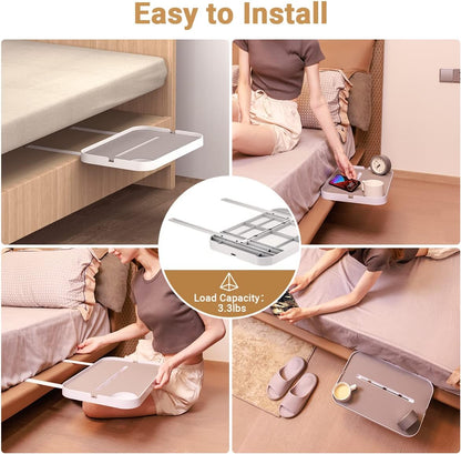 KIWIFOTOS Raised Bedside Shelf for Bed Tray Table Under Mattress
