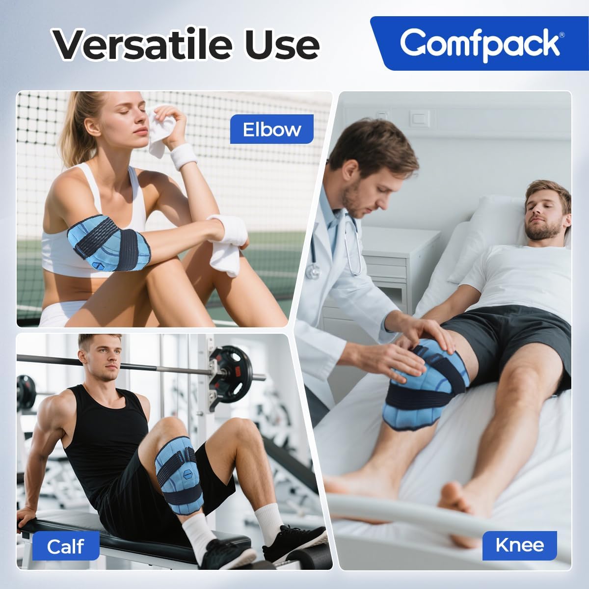 Comfpack Knee Ice Pack Wrap, 2 Hours Ice Pack for Knee Replacement Surgery | Long Lasting Coldness Ice & Compression Therapy for Arthritis Pain, ACL, Swelling, Sports Injuries (23" × 10.3")