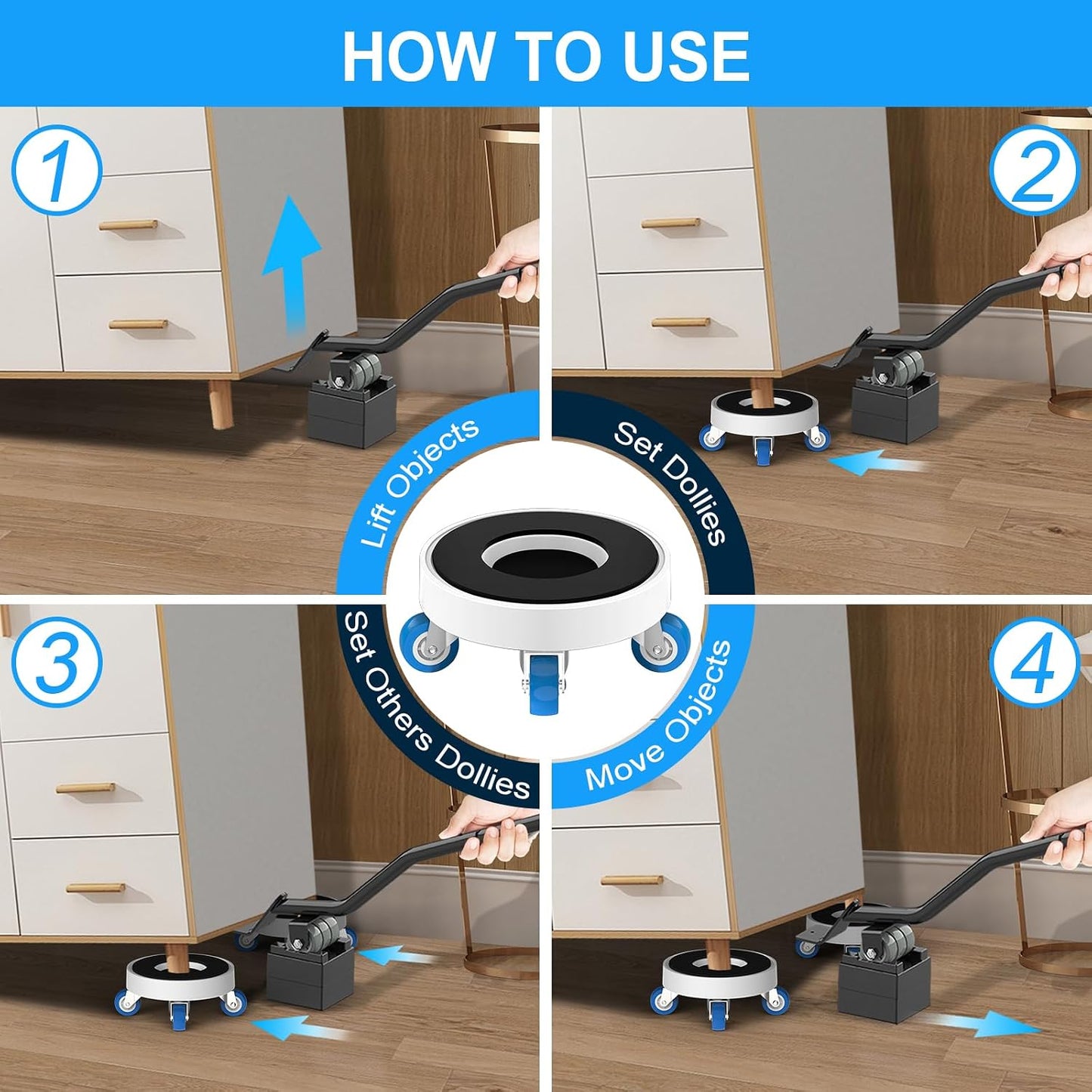 New Upgrade Furniture Sliders: Furniture Movers with Wheels & Groove | Furniture Dolly with 360° Rotatable Wheels - Appliance Roller for Moving Heavy Sofa Bed - Load Capacity Up to 750lb