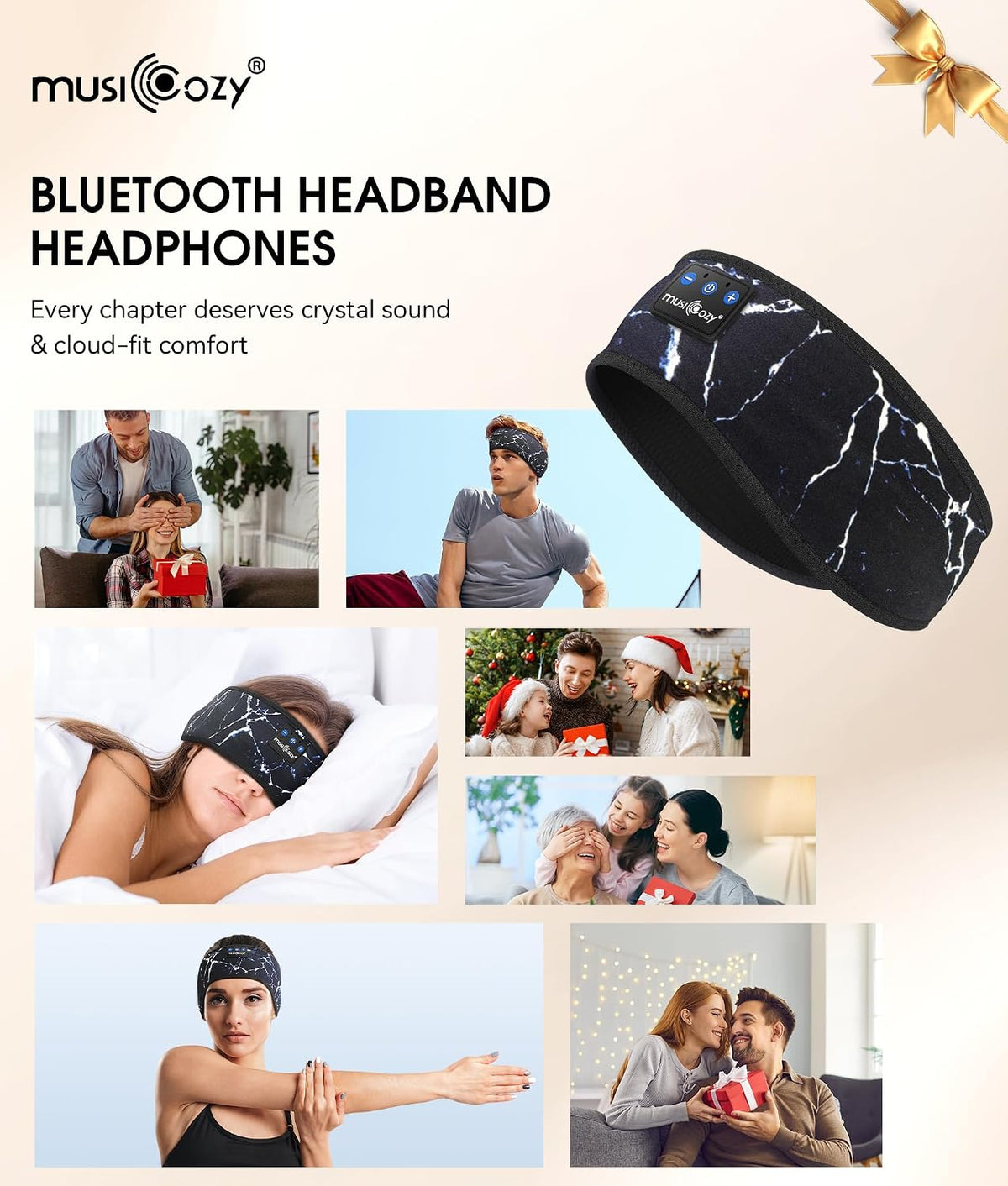 MUSICOZY Bluetooth 5.4 Sleep Headphones Headband Sports Wireless Audio