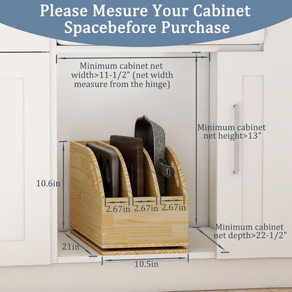 Pull Out Cookie Sheet Organizer for Cabinet, 10.5"W X 21"D X 10.6"H | Wooden, Cutting Board Organizer Rack, Vertical Tray Dividers, For Storage Pans, Baking Tray