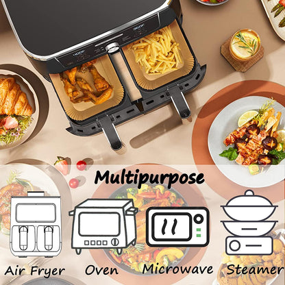 HONYAO Air Fryer Paper Liners for Dual Zone Airfryer, 8.1x5.5 inch