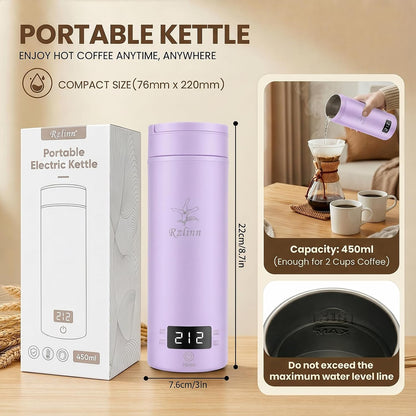 Portable Electric Kettle （120V）, Travel Tea Kettle, 316 Stainless Steel Premium Liner, 4-speed Temperature Adjustment with Auto Shut-off and Boil-Off Protection black