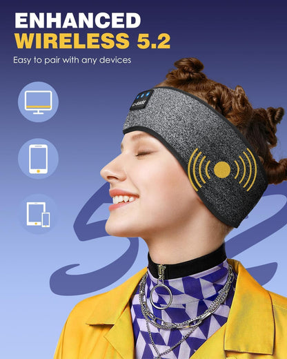 LC-dolida Sleep Headphones Bluetooth 5.4, Headband Headphones Earphones Wireless, Sleep Mask for Gifts,Workout,Jogging,Yoga(Purple)