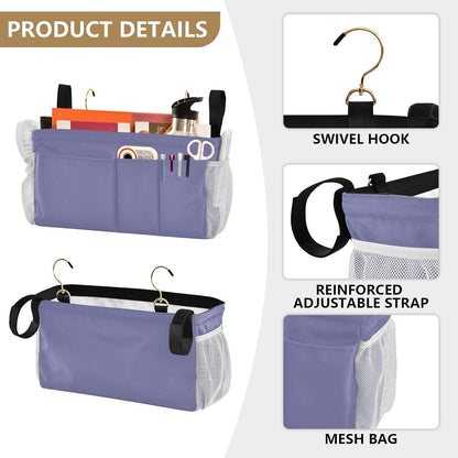 Black Bedside Caddy Storage Bag Bedside Organizer for Bed Rails College Dorm Room Organizer Caddy Hanging Shelf 6 Pockets with Hooks for Drinks Magazine Phone Holder