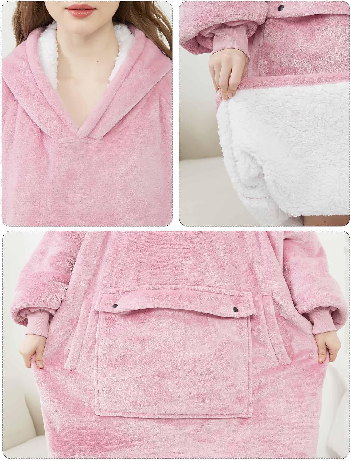 Wearable Blanket Hoodie for Adults With Pocket Strawberry Hoodie | Sherpa, Fuzzy Blanket Hoodie, Oversized Sweatshirt Blanket, Kangaroo Pouch, Cute Birthday Gifts for Sister, Cute Stuff
