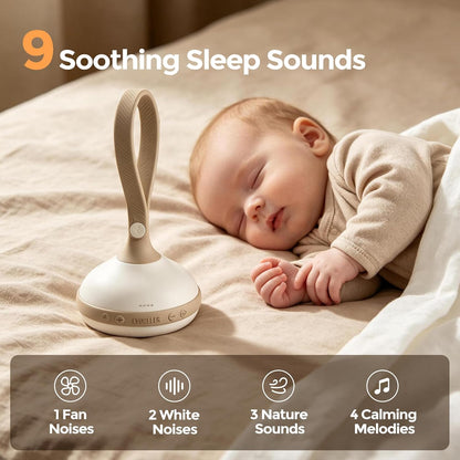 White Noise Machine for Baby, 9 Sounds Beige, Cry Detection Portable Travel