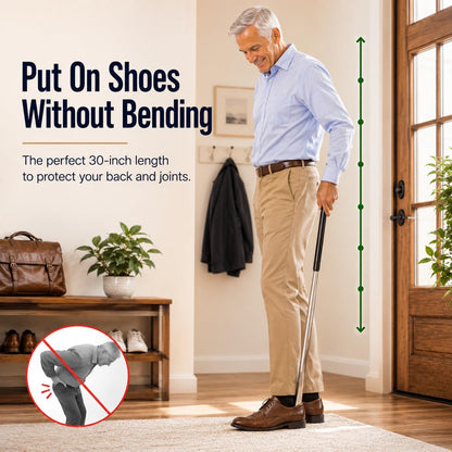 Extra Long Shoe Horn - 30 Inch Stainless Steel for Seniors | Extended Handle, Heavy Duty Metal, Standing Use, Fits Boots & Dress Footwear, Men and Women, Elderly, Tall
