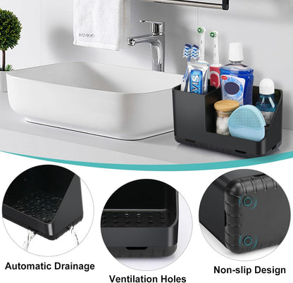 Toothbrush Holders for Bathroom Counter Organizer and Storage (White) | Easy To Clean, Drainage, Non-Slip, Detachable, Kids Electric Toothbrush and Toothpaste Holder for Bathroom