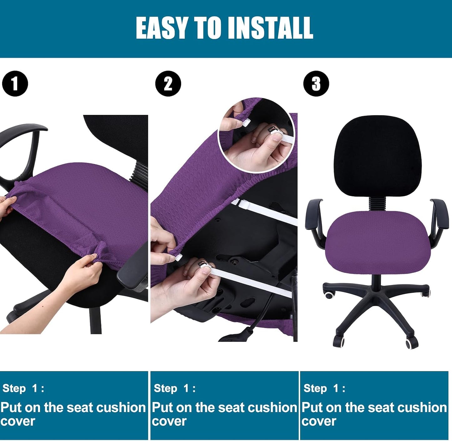 Smiry Office Computer Chair Armrest Covers, 2PCs Anti-dust Arm Rest Pad | Removable Washable Desk Chair Arm Pad Covers, Grey