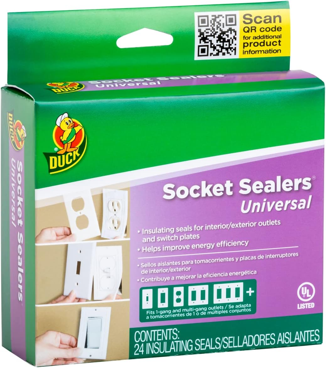 Duck Brand Wall Socket Sealers, 2-1/2 in. x 4.31 in. (White) / 12-Pack