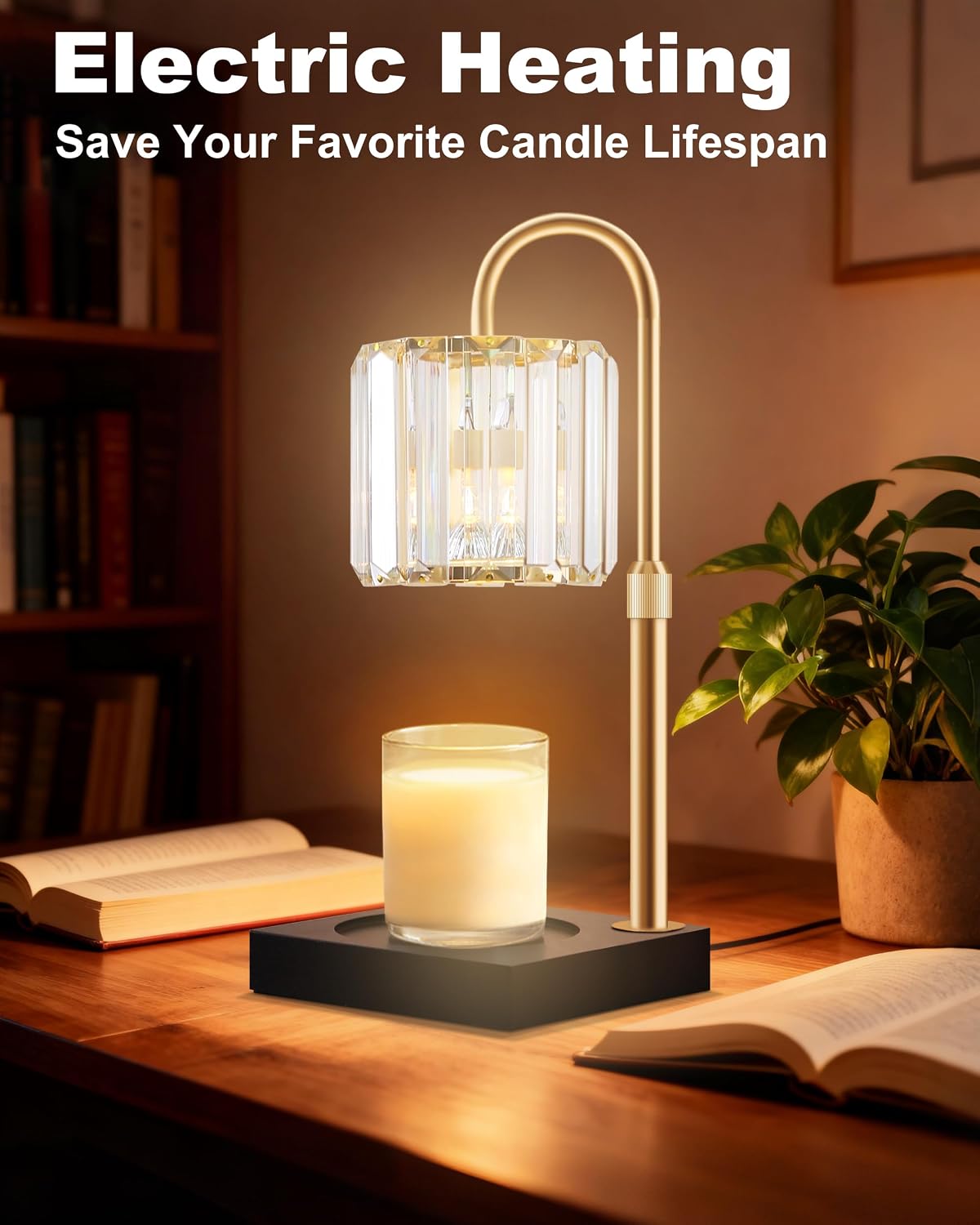 TigQiang Crystal Candle Warmer Lamp with Timer, Adjustable Height, Clear