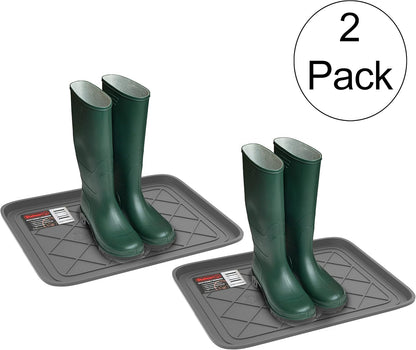 All-Weather Boot Tray - Water-Resistant Plastic Mud Pan, Pet Food Tray, and Outdoor or Indoor Shoe Mat for Entryway by Stalwart (Black)