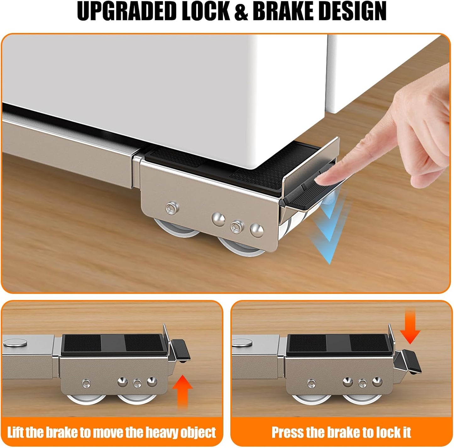 Appliance Rollers With 360° Swive Wheels, Anti Slip Heavy Duty Extendable Mover Tools with 28 Roller & Lifting Lever Tool For Moving Washing Machines, Dryers, Furniture, Refrigerators Base Stand