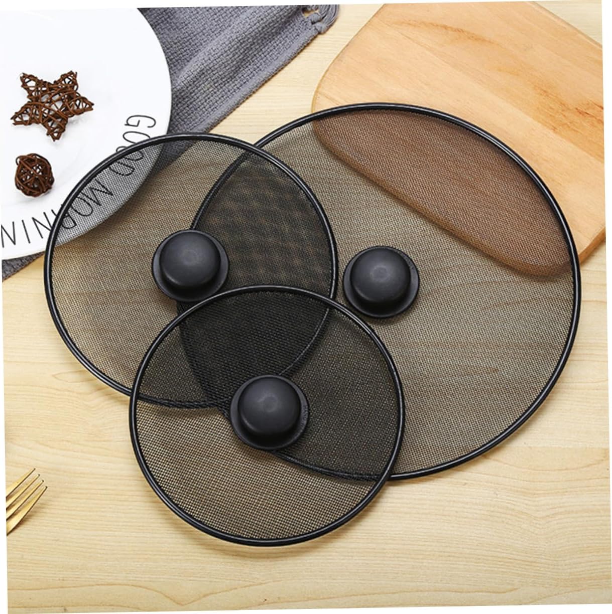 BESPORTBLE Grease Splatter Screen for Frying Pan Cooking Splatter Screen 11.41 X 11.41 X 1.18 in Oil Splash Guard for Pots Skillets and Woks Mesh Cover for Stove Top Cooking