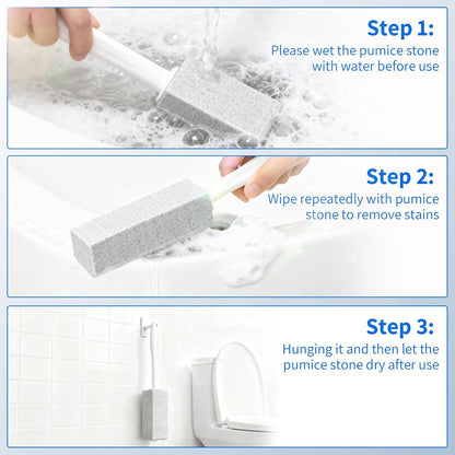 W&E Choice Toilet Pumice Stone 4 Pack, Pumice Stone for Bathtub Cleaning with Extra Long Handle, Toilet Brush for Cleaning Toilets, Bathtubs, Grills, Swimming Pools, Sinks