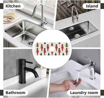 Wildflowers Floral Flower Kitchen Sink Splash Guard Faucet Mat Super Absorbent Fast Drying Mat Sink Gadgets-Fast Drying Pad Sink Mat For Kitchen Bathroom (15" X 5.5" )
